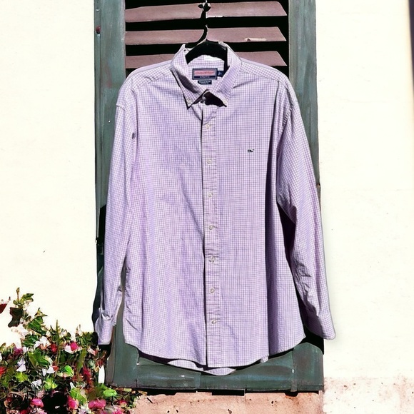 🌻Vineyard Vines Men's Classic Pink 100% Cotton Whale Shirt Size Large - Picture 1 of 6